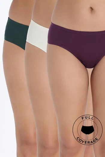 Buy Zivame Regular Rise Full Coverage Hipster Panty (Pack of 3) - Multicolor